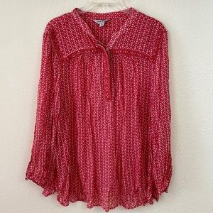Lucky Brand Orange Pullover Blouse